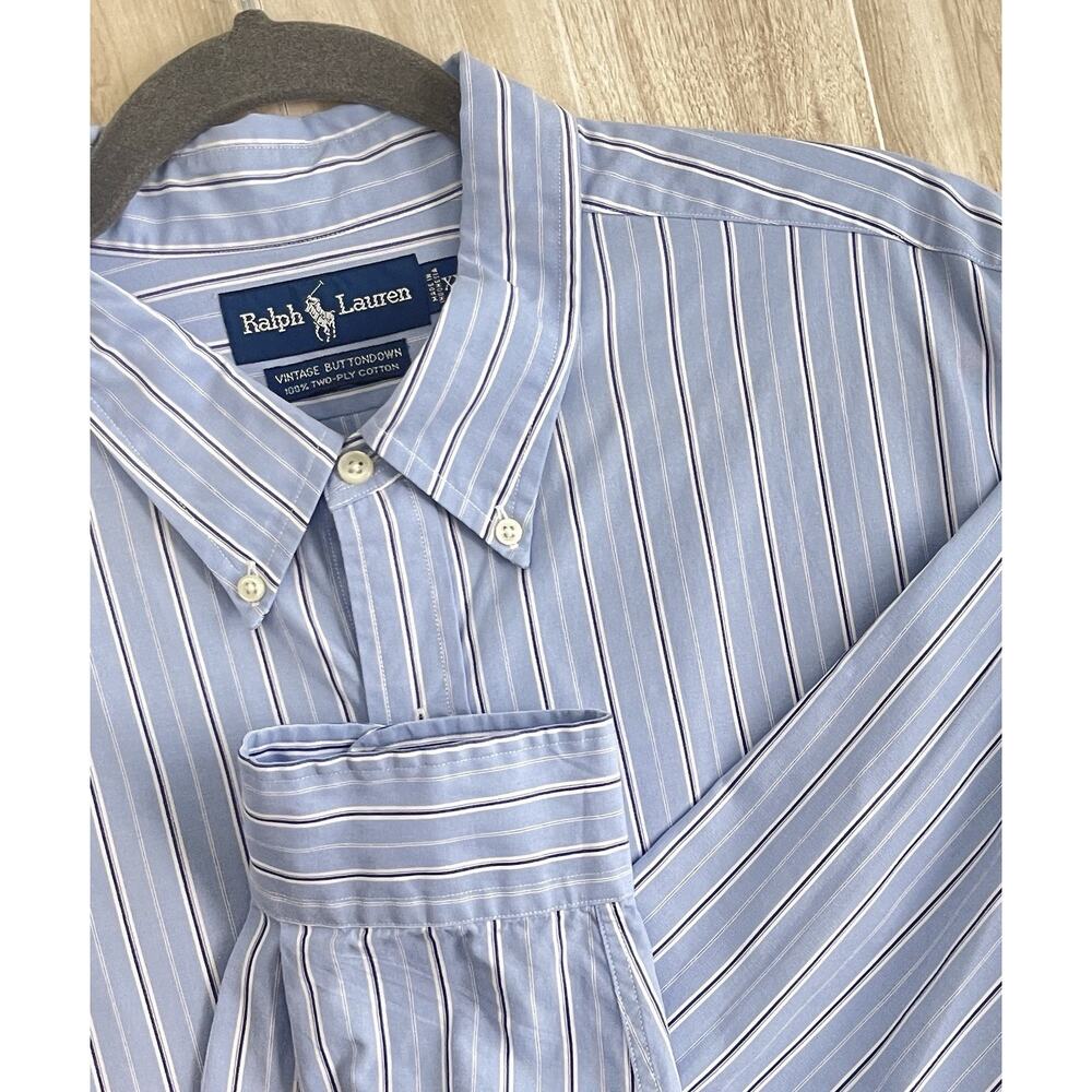 RALPH LAUREN Shirt Men's 2XL Vintage Button-down Long Sleeve 2-Ply Cotton Preppy